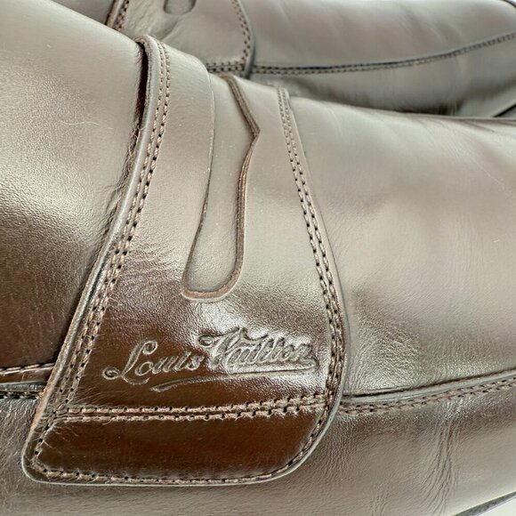 Louis Vuitton Men Size UK 8.5 US 9.5 Brown Leather Penny Loafer Dress Shoes - Picture 6 of 14